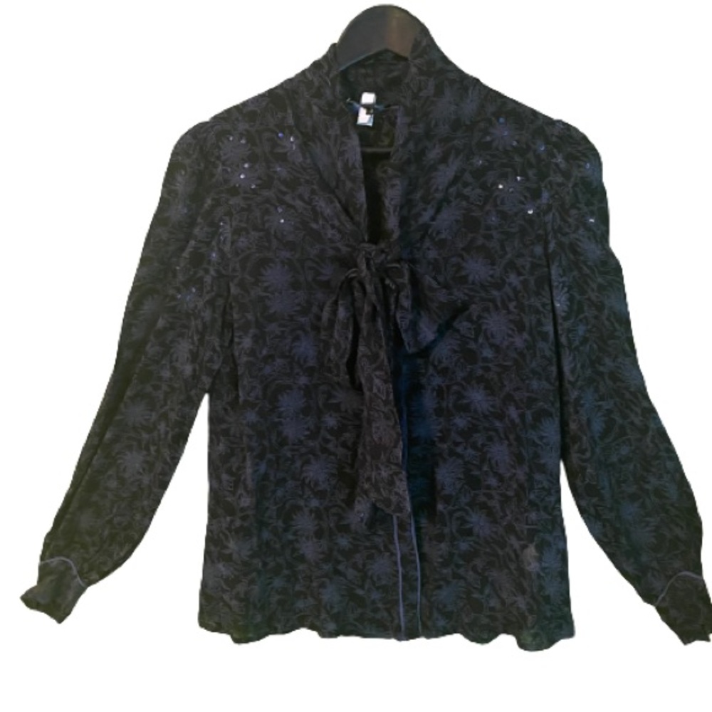 Parisian floral sheer blouse with sequin detail